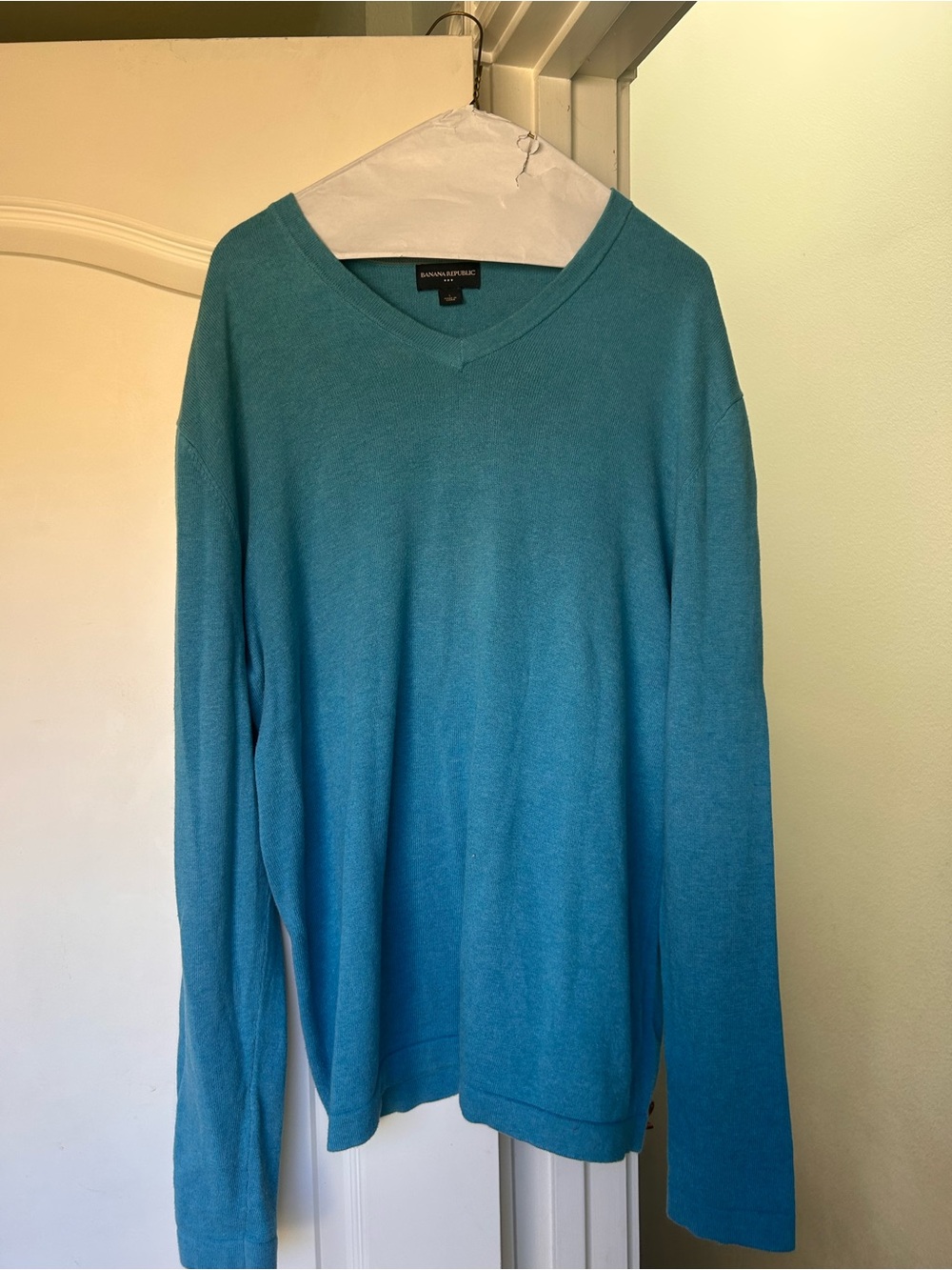 Banana Republic Men’s Teal Blue V-Neck Pullover Sweater Large
